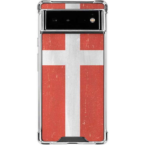 Denmark Flag Distressed Google Pixel 6 Clear Case